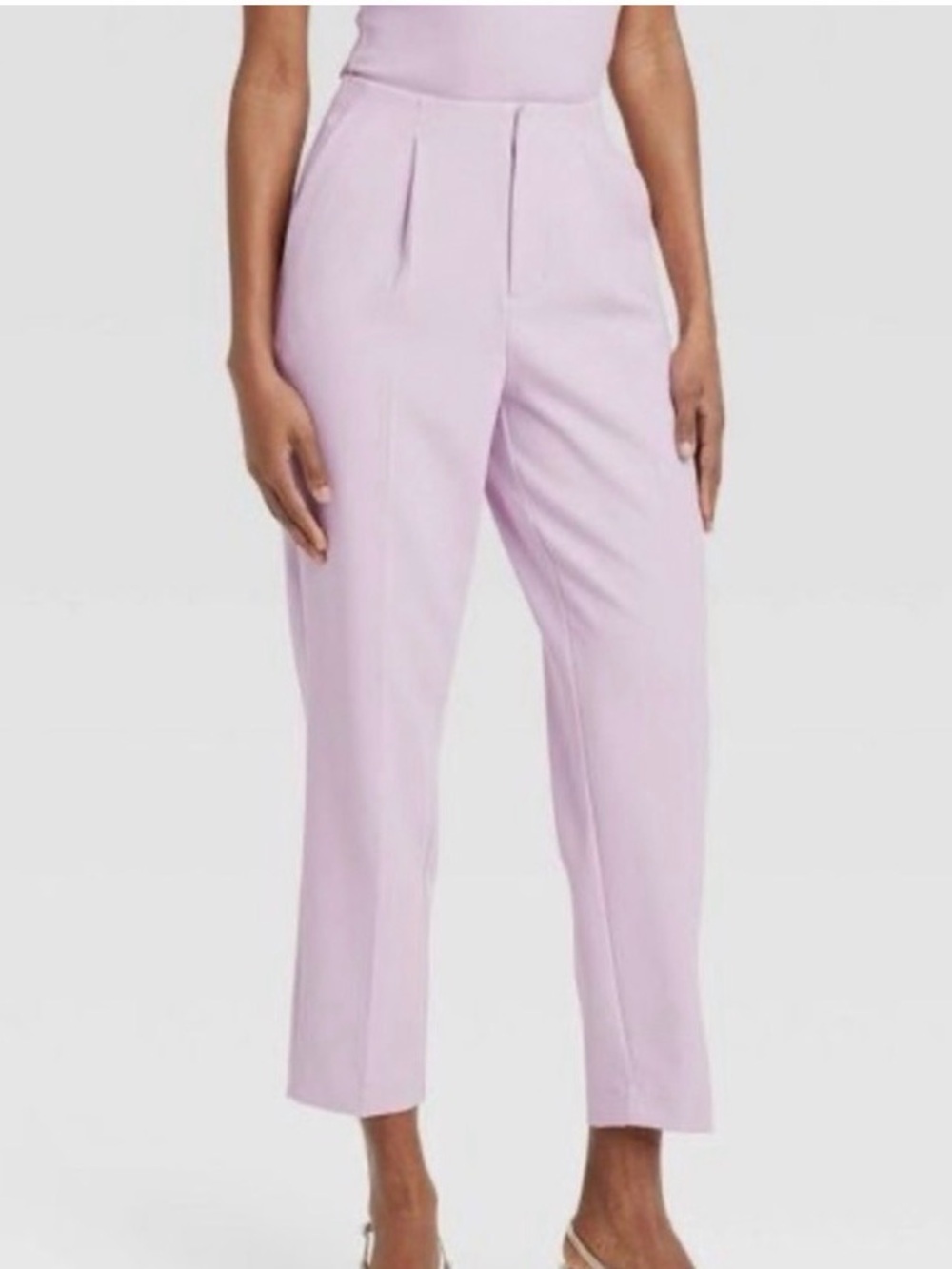 High-Waist Pleated Lavender Women's Trousers